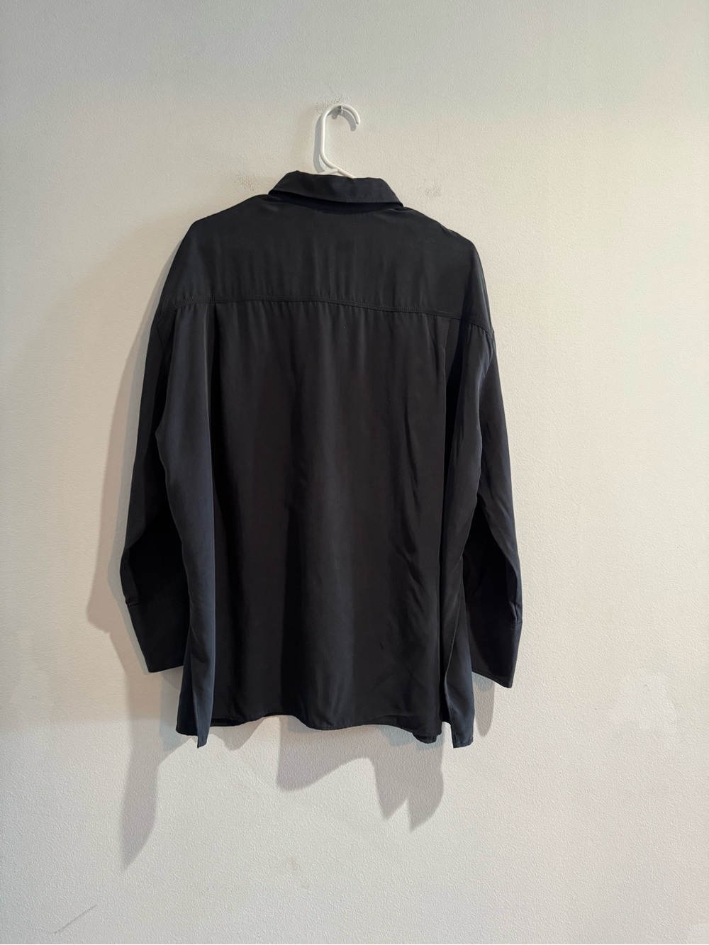 Zara Black Suede Feel Modal Button Down Blouse NWOT Small - Picture 2 of 2
